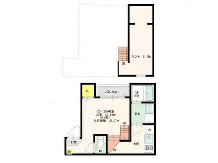 クラウン吉塚(1K/2階)の間取り写真