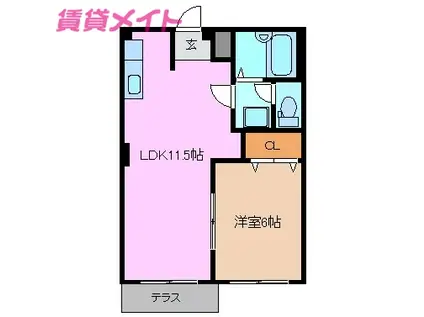 シーサイドハイツ(1LDK/1階)の間取り写真