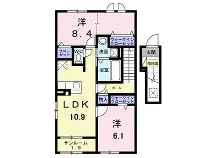メゾンドラーゴ(2LDK/2階)の間取り写真