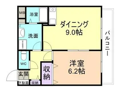 フローラゆう(1LDK/1階)の間取り写真