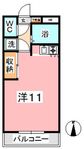 ぱんぷきんはうす(ワンルーム/2階)の間取り写真