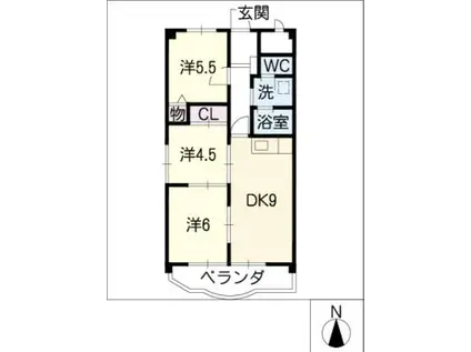 ボー・コスモス(3DK/4階)の間取り写真