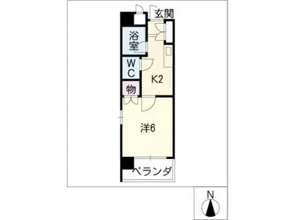 ウエスト POINT(1K/2階)の間取り写真