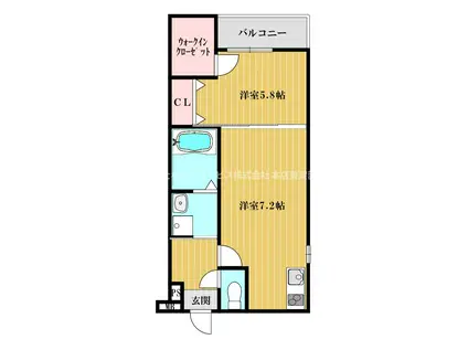 フジパレス遠里小野VI番館(1LDK/1階)の間取り写真