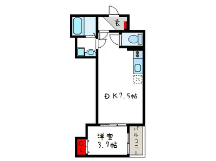 LUNA TERRACE 近代前(1LDK/1階)の間取り写真