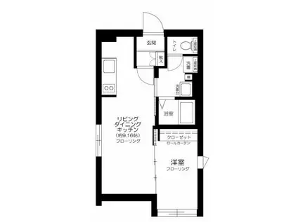 RUYGO神楽坂(1LDK/3階)の間取り写真