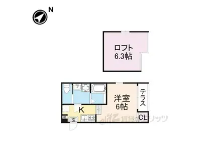 ハーモニーテラス栗栖野華ノ木町(1K/1階)の間取り写真