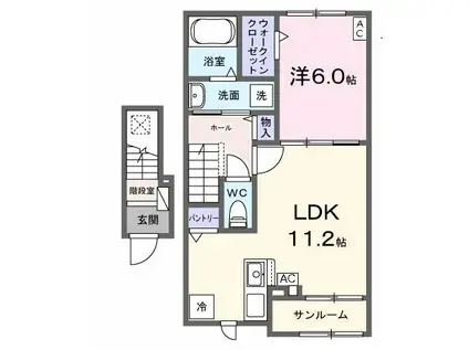 アルドール(1LDK/2階)の間取り写真