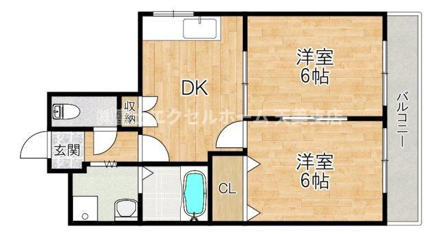 メゾン金岡(2DK/2階)の間取り写真