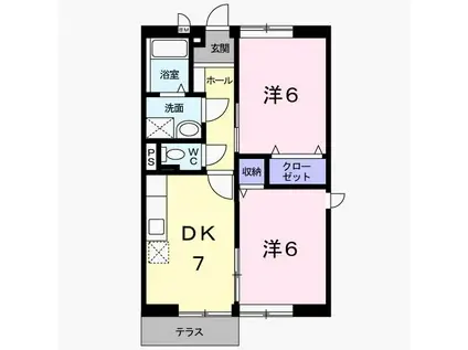 ルミエール坂本II(2DK/1階)の間取り写真