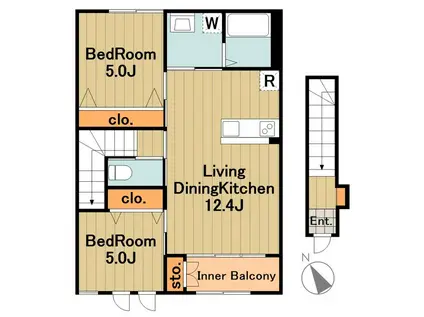 ジュアン(2LDK/2階)の間取り写真