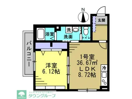 セミカ葛城 II(1LDK/1階)の間取り写真