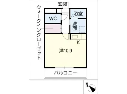 パルティール(ワンルーム/2階)の間取り写真