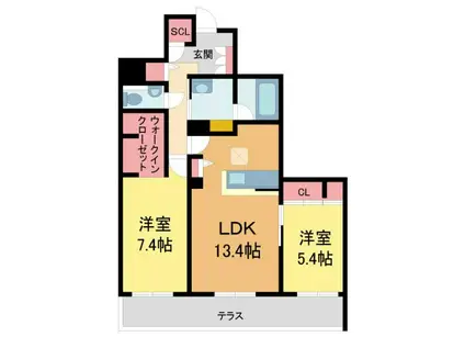 セントリビエ上甲子園(2LDK/2階)の間取り写真