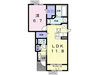 クロシェットI(1LDK/1階)の間取り写真