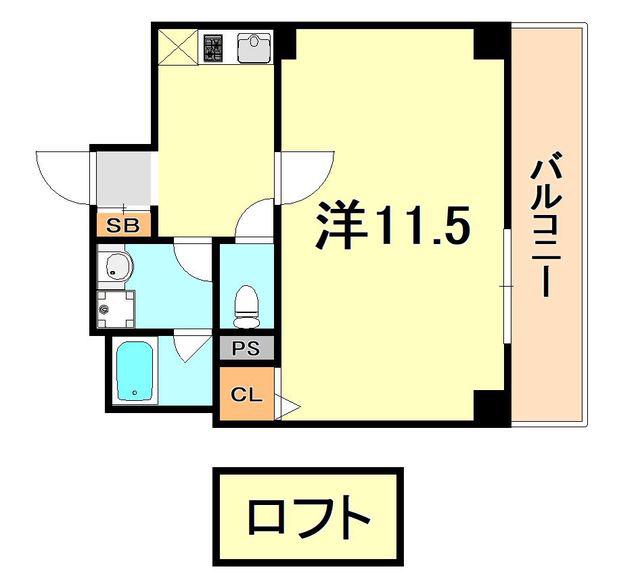 ルームズ学園北町(1K/6階)の間取り写真