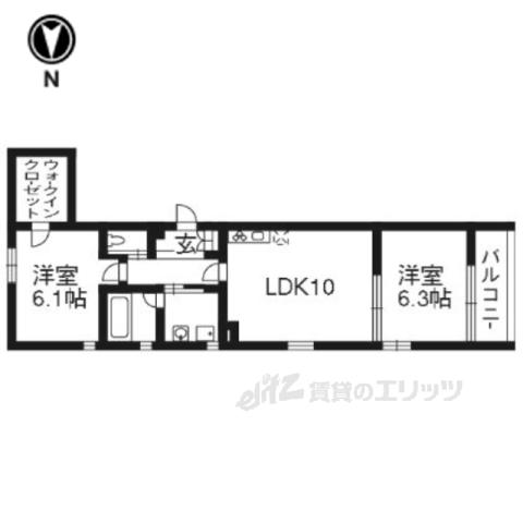 ブローニュ府庁前(2LDK/2階)の間取り写真