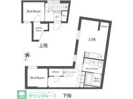 PASEO SANGENJAYA イースト ウエスト(2LDK/1階)の間取り写真