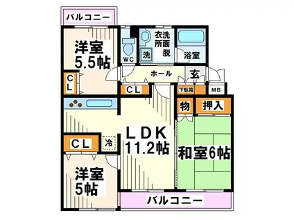 ビュー・クレスト(3LDK/1階)の間取り写真