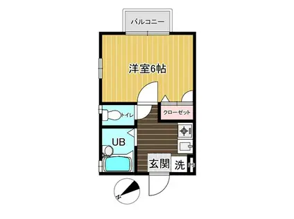 ウィスタリア(1K/2階)の間取り写真