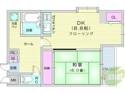 リバーシティ上杉(1DK/12階)の間取り写真