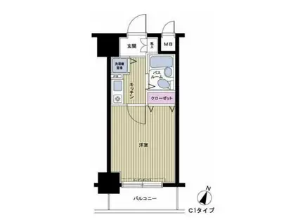 フェニックス笹塚壱番館(1K/2階)の間取り写真