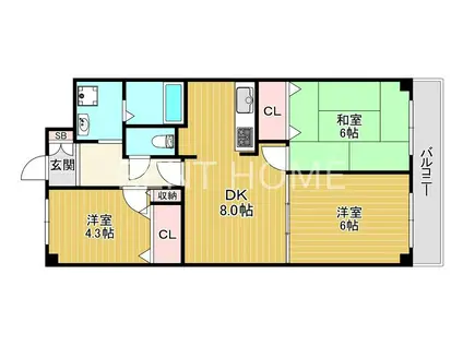 八尾山本レックスマンション(3DK/2階)の間取り写真