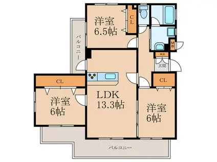クレールコパンII(3LDK/3階)の間取り写真