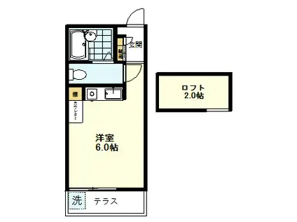 ハイツルーセント(ワンルーム/2階)の間取り写真