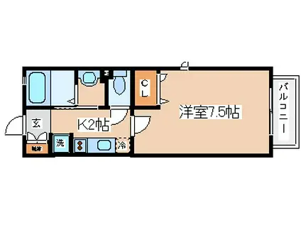 オーピエース(1K/2階)の間取り写真