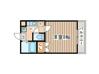 サンレモハイツ上杉B棟(1K/3階)の間取り写真