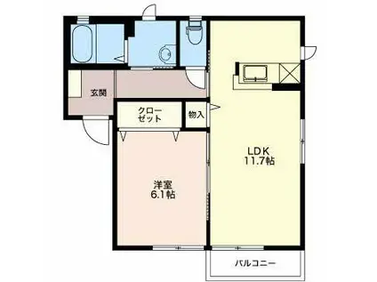 リジュールオオタ(1LDK/2階)の間取り写真