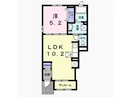 フィデール・ジュネスIII(1LDK/1階)の間取り写真