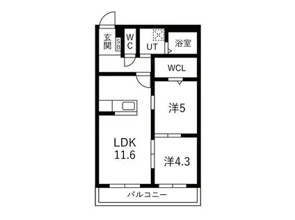 アーバンコート尾西(2LDK/3階)の間取り写真
