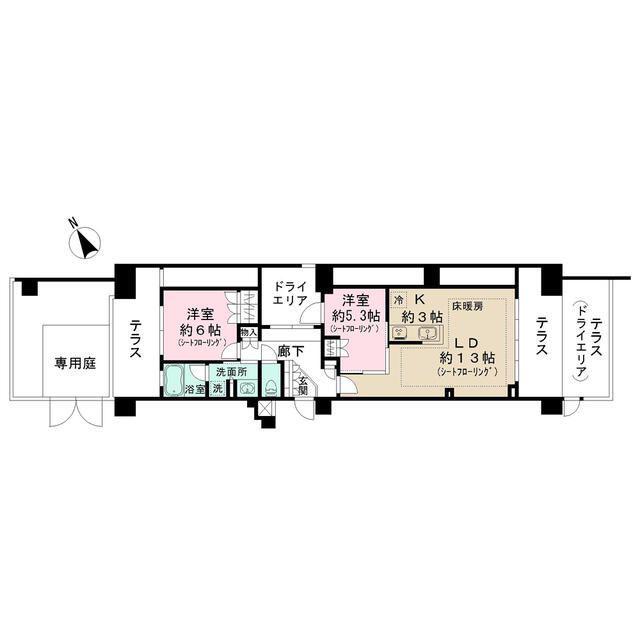 THEパームス西ヶ原(2LDK/1階)の間取り写真
