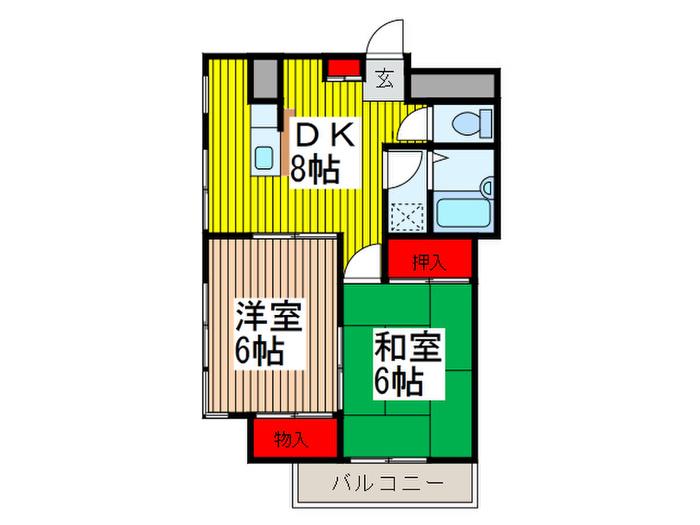 エクセレント松田(2DK/2階)の間取り写真