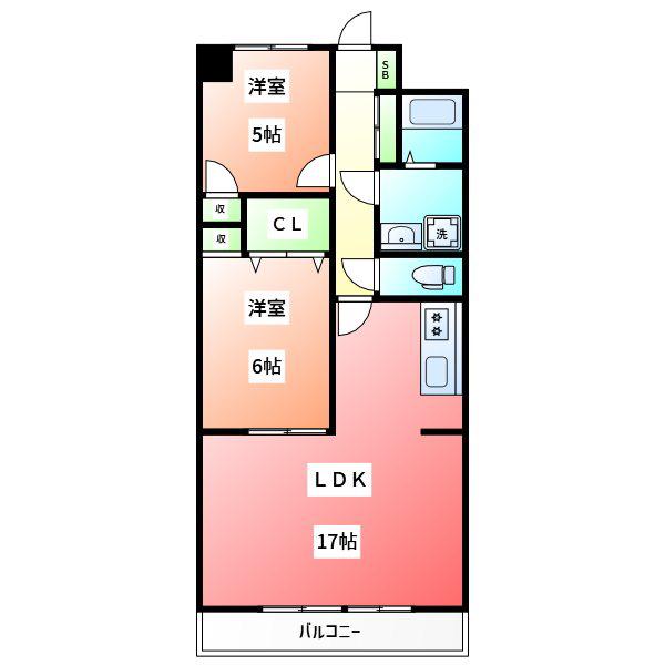 Sキャメリア(2LDK/6階)の間取り写真