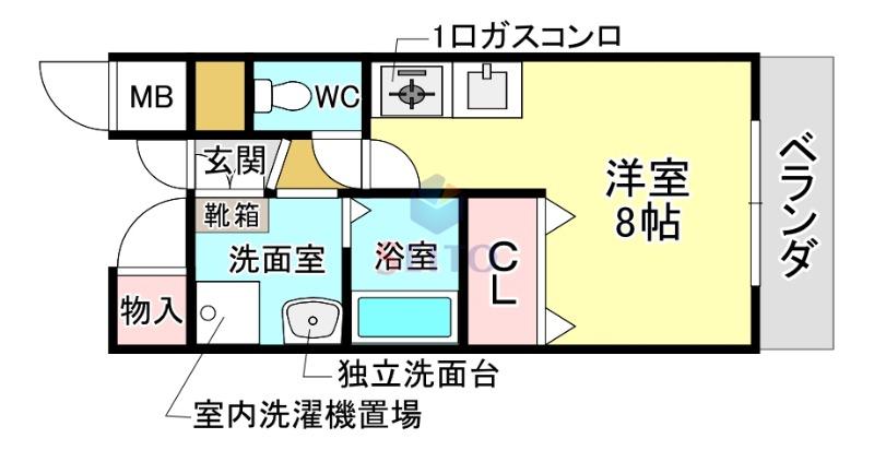 ミール豊中(ワンルーム/3階)の間取り写真