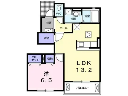 カーサ・アルバA(1LDK/1階)の間取り写真