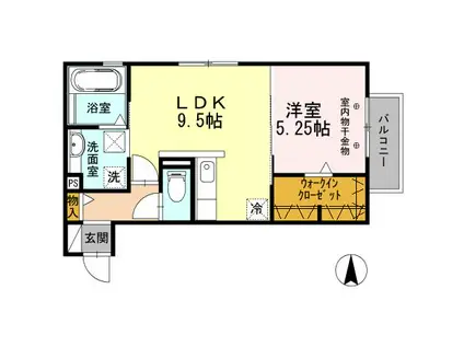 REVE C棟(1LDK/1階)の間取り写真