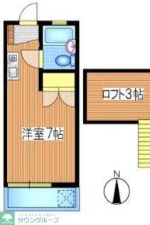 小谷戸フラワーハイムII(ワンルーム/2階)の間取り写真