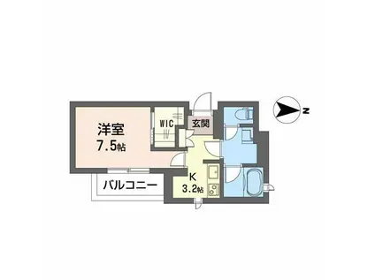 ウエストハイツ(1K/3階)の間取り写真