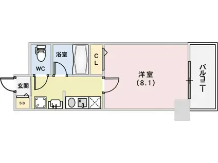クオーレ三宮壱番館(1K/7階)の間取り写真