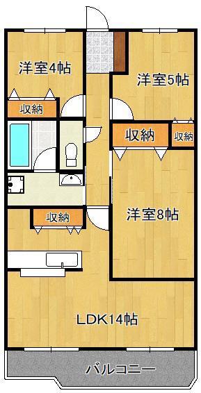 鬼丸ビル(3LDK/2階)の間取り写真