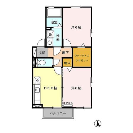 グランメール桜町A(2DK/2階)の間取り写真