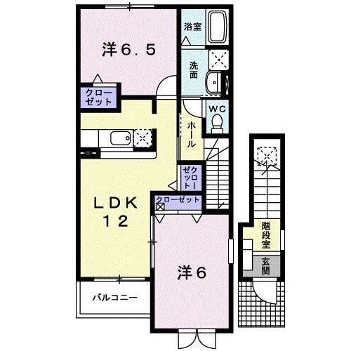 リバーサイドホヅミI(2LDK/2階)の間取り写真