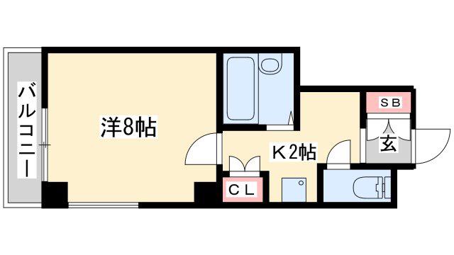 ルークレジデンス姫路III(1K/4階)の間取り写真