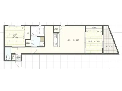 ブロンテ東加古川(2LDK/1階)の間取り写真