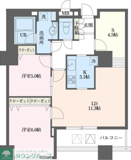 ドゥーエ横浜駅前(2SLDK/21階)の間取り写真