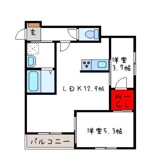 KOGI RESIDENCE 花園本町(2LDK/1階)の間取り写真